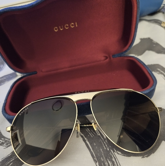 Gucci Aviator Gold Metal Sunglasses